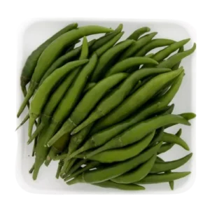 Fresh Green and aromatic green chilies.